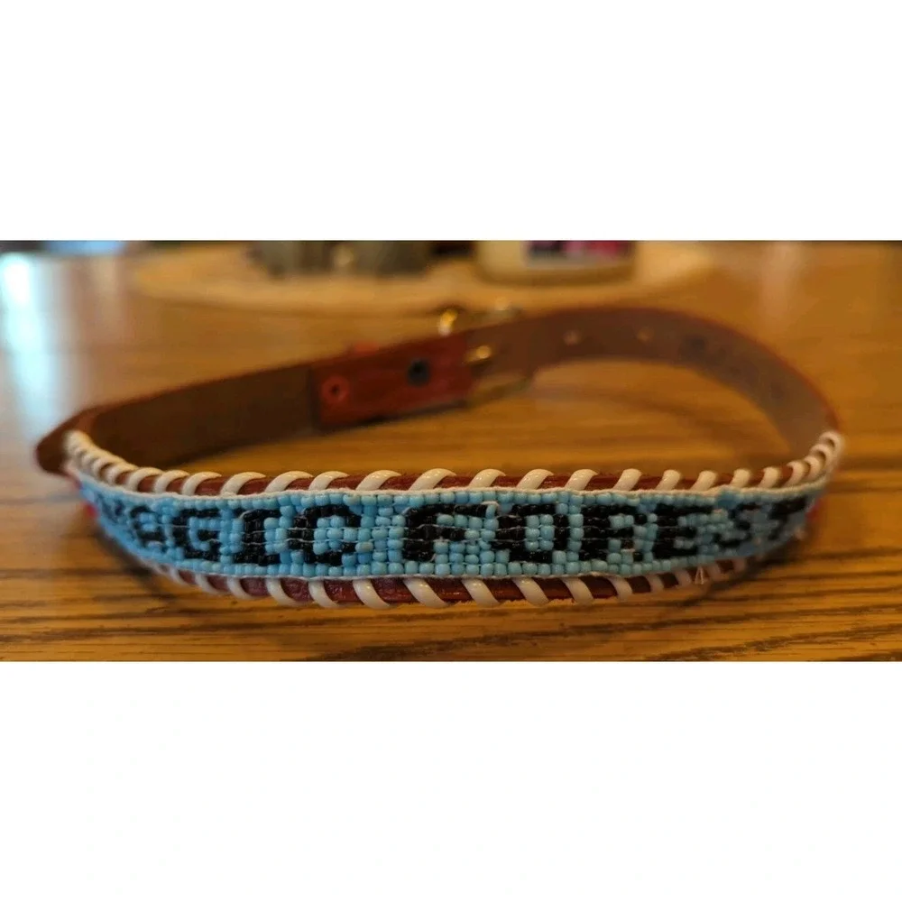NOS Magic Forest Lake George NY Novelty Beaded Leather Belt Kids Youth Adult 20